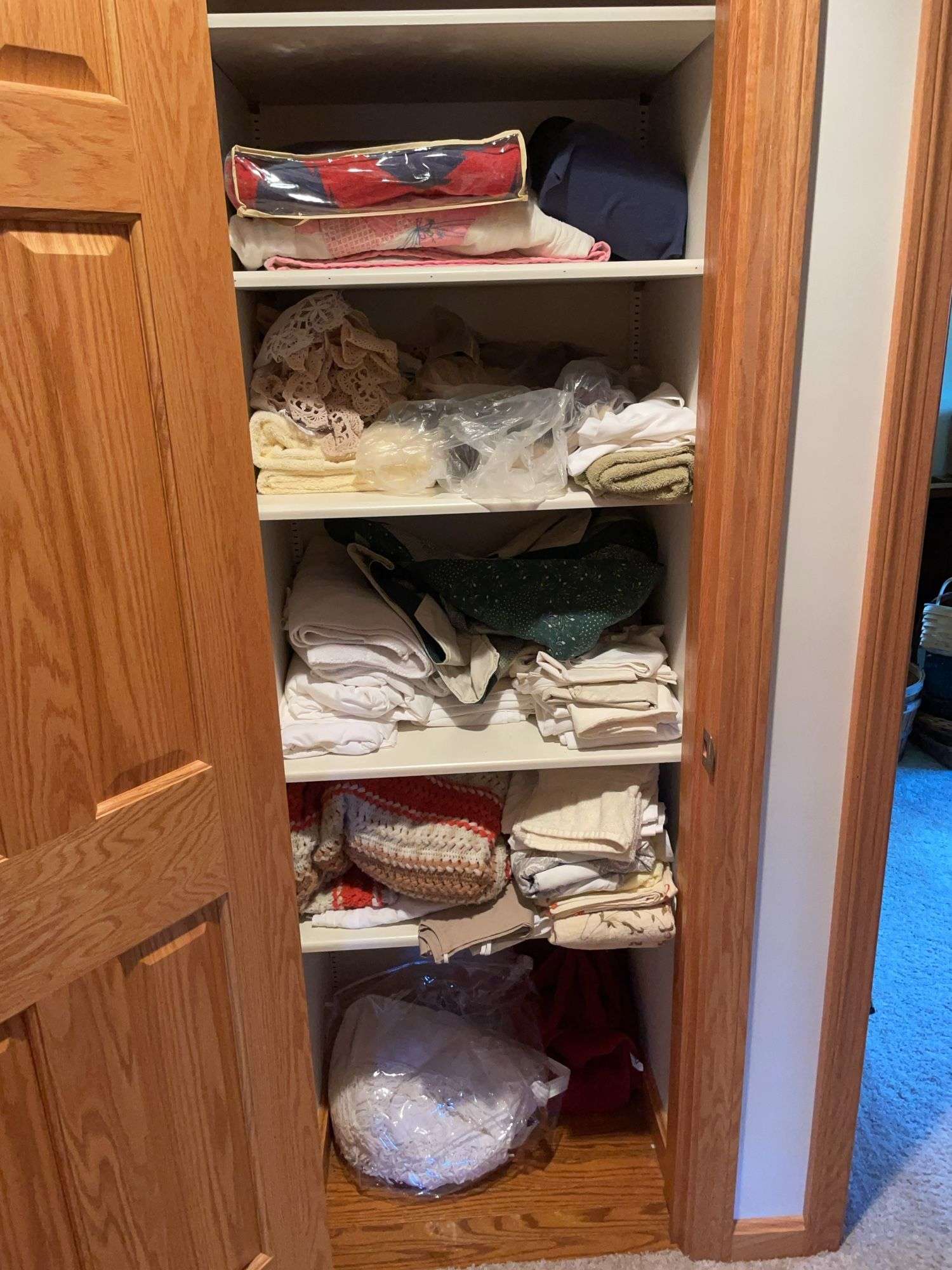 Closet of linens, towels, and more