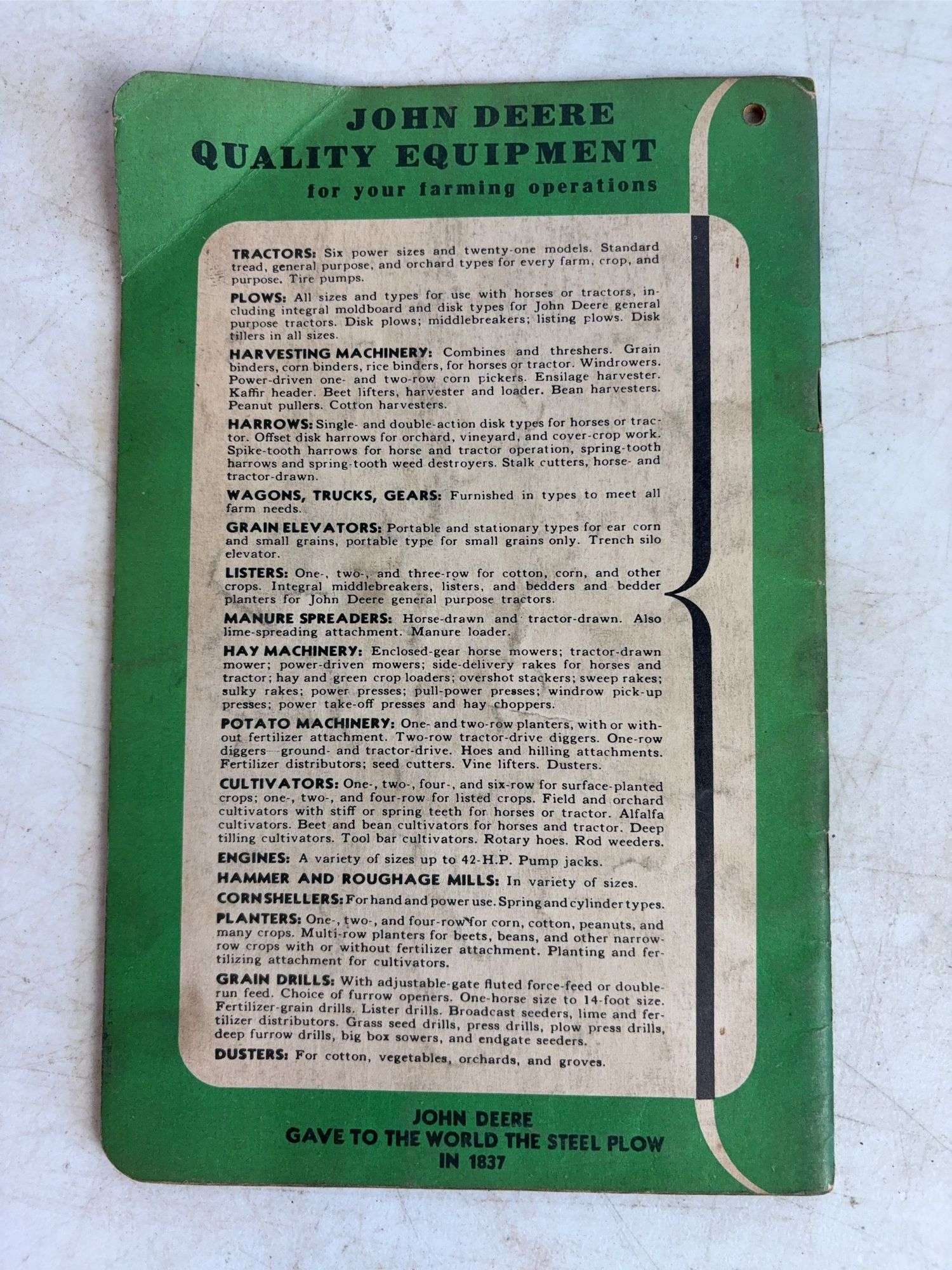 (5) Vintage John Deere operator's manuals