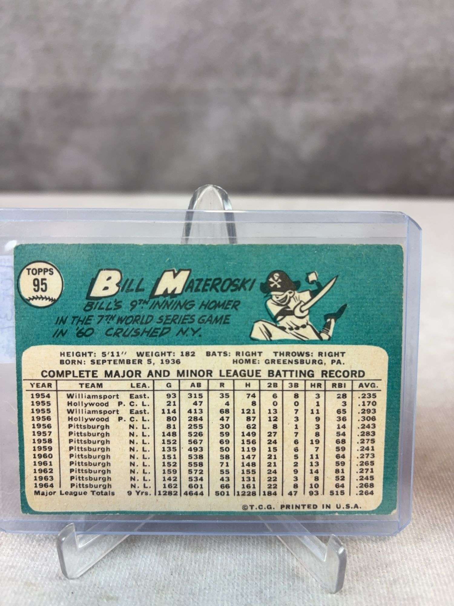 Bill Mazeroski - Topps 1959 #415 and 1965 #95 - Both EX+