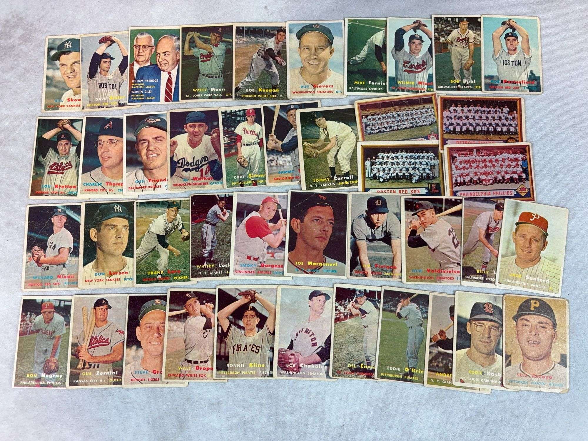 1957 Topps 42 Card Lower Grade Lot - Some Wrinkles
