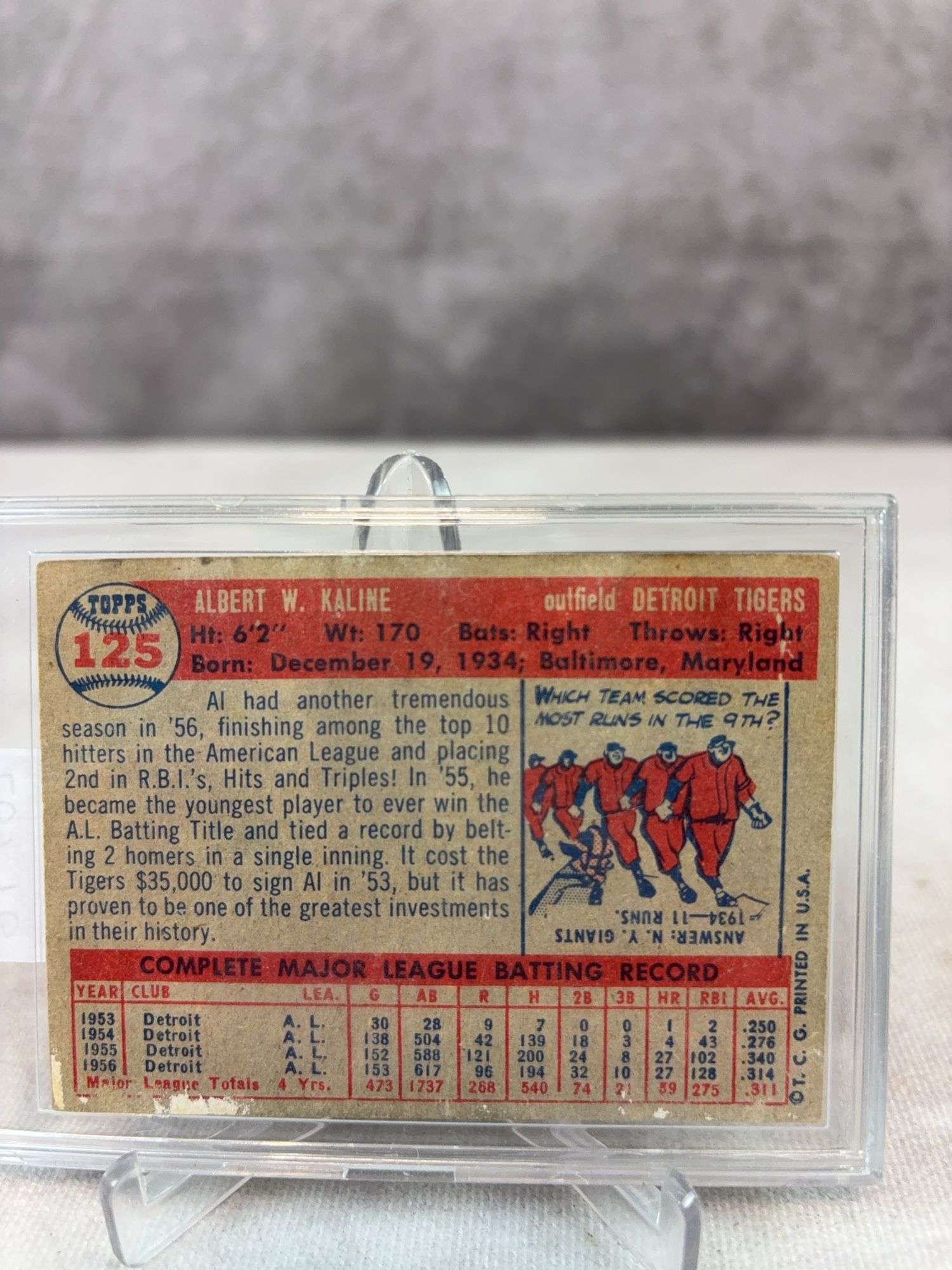 Al Kaline - 1957 Topps #125 - Nice Card -EX+