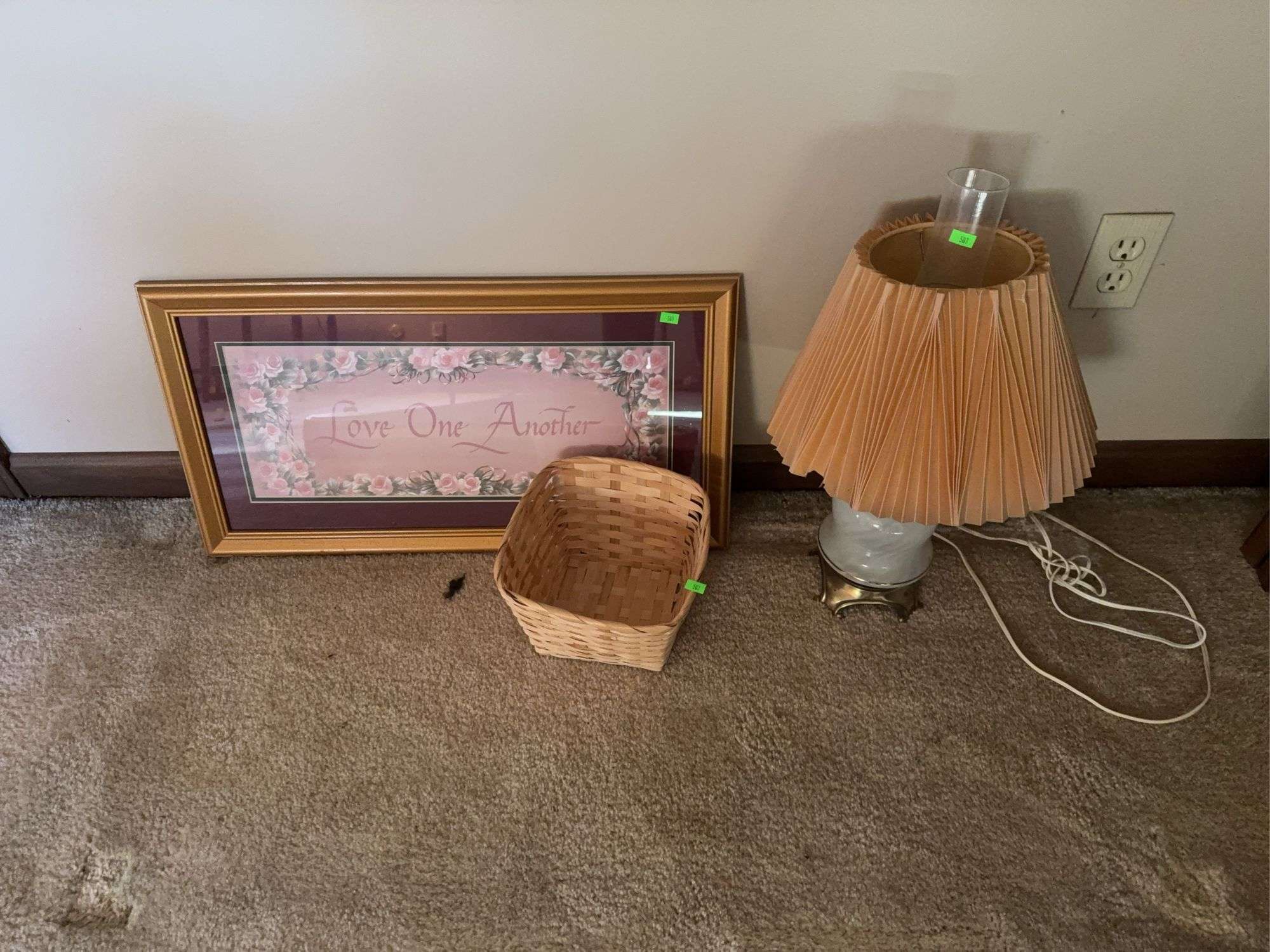 Lamp and Wall hanging and basket