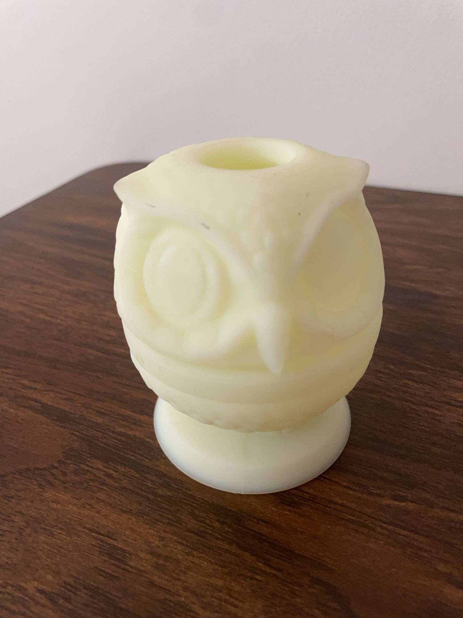 (4) pieces of Fenton - including owl dish, pitcher, bowl, and hand painted candle