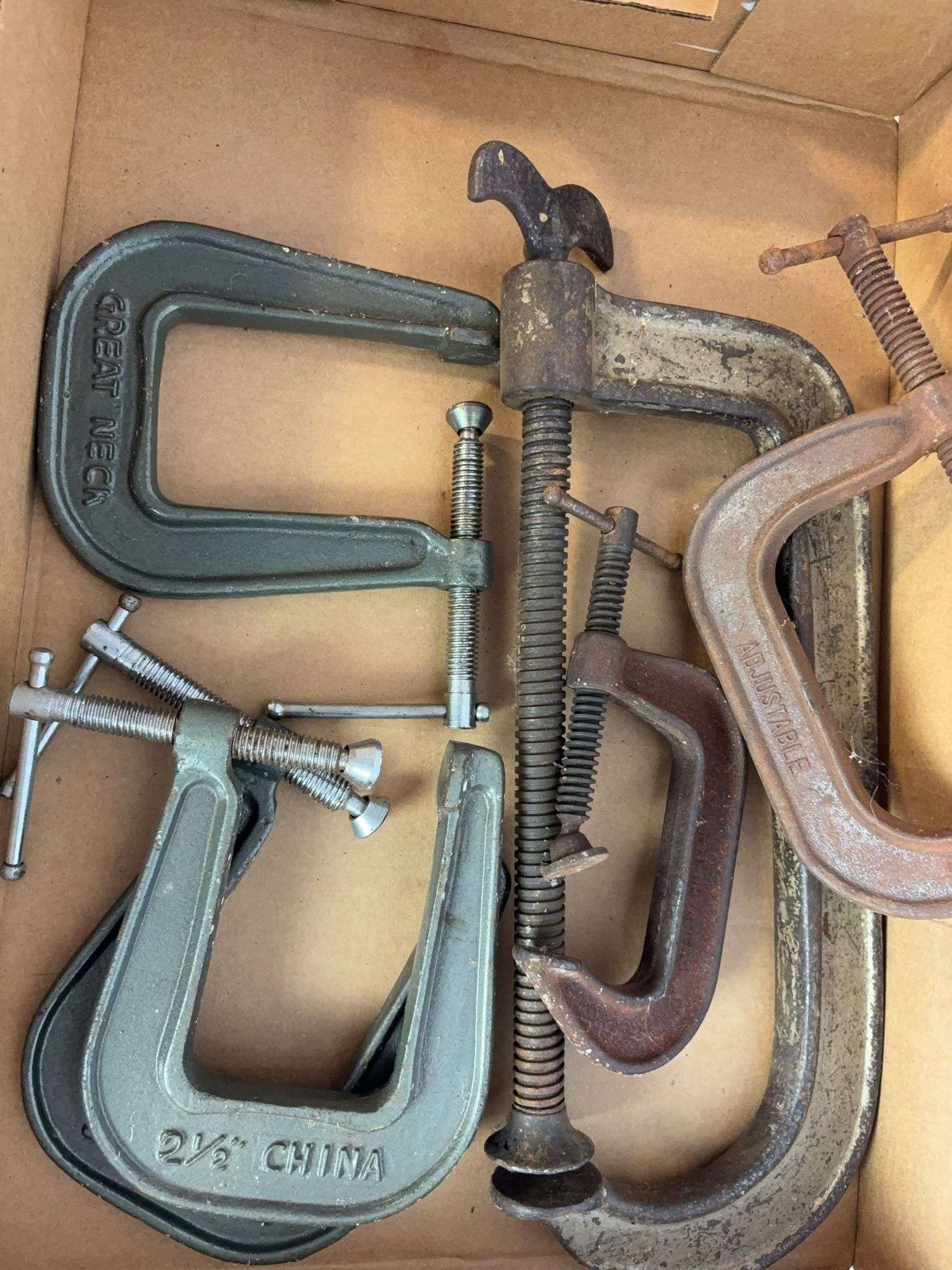 Large lot of metal c-clamps