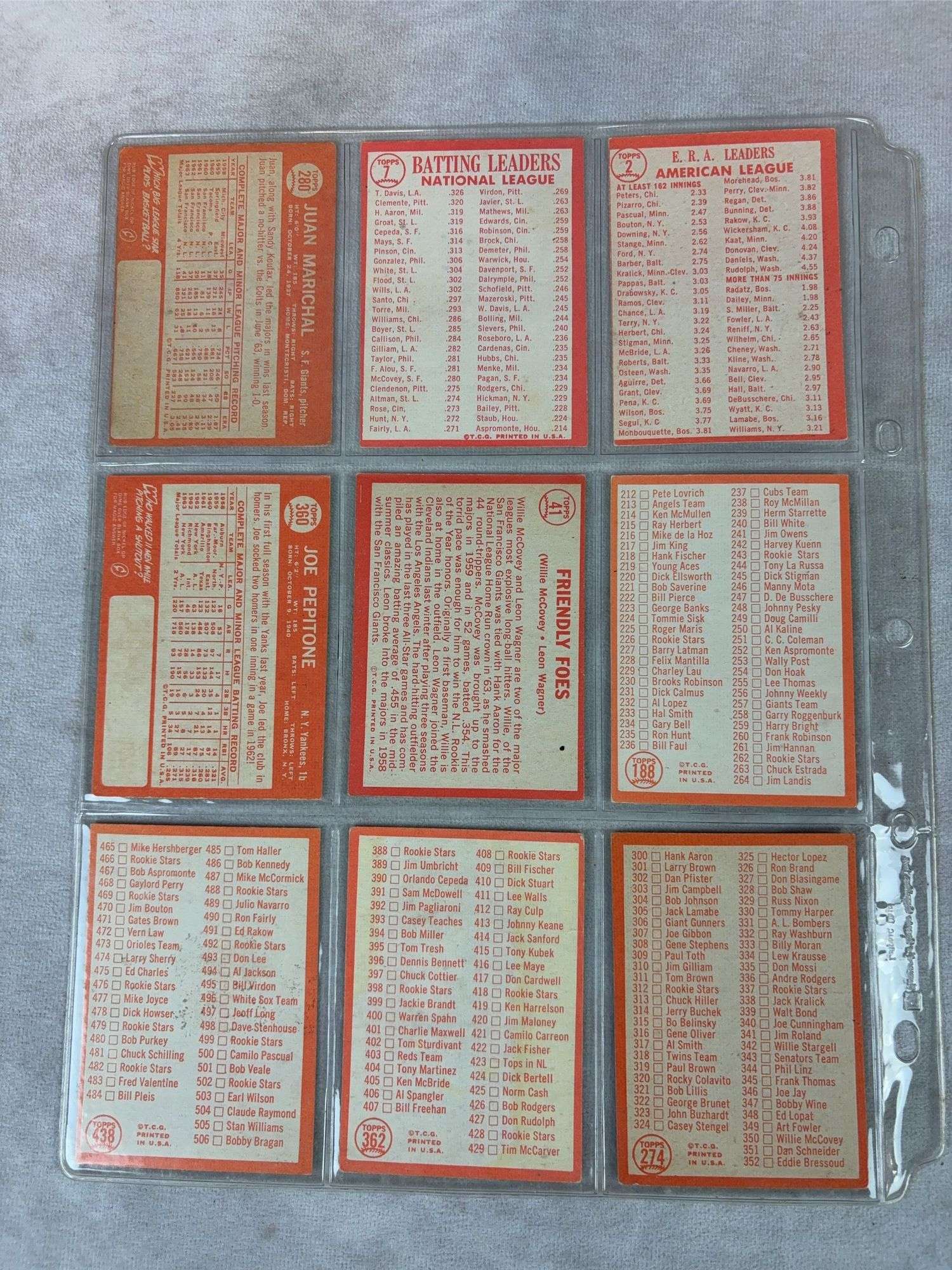 1964 Topps BB 9 Card Special Nice Lot - LLers, Stars and X-Lists EX- to EXMT