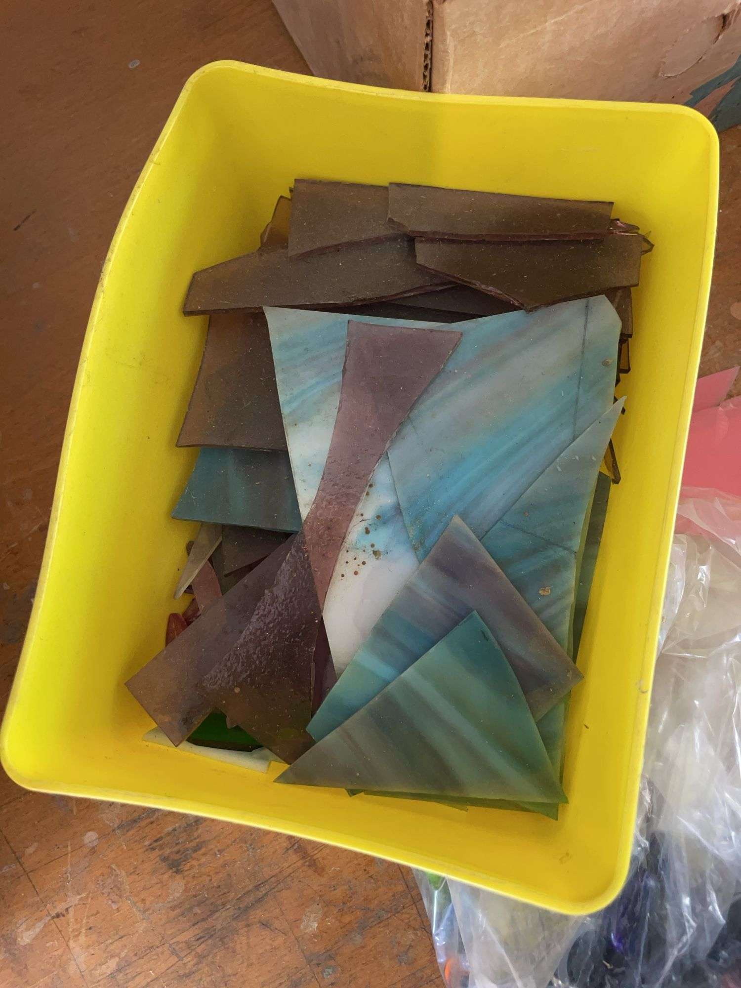 Large lot of stained glass pieces/ parts