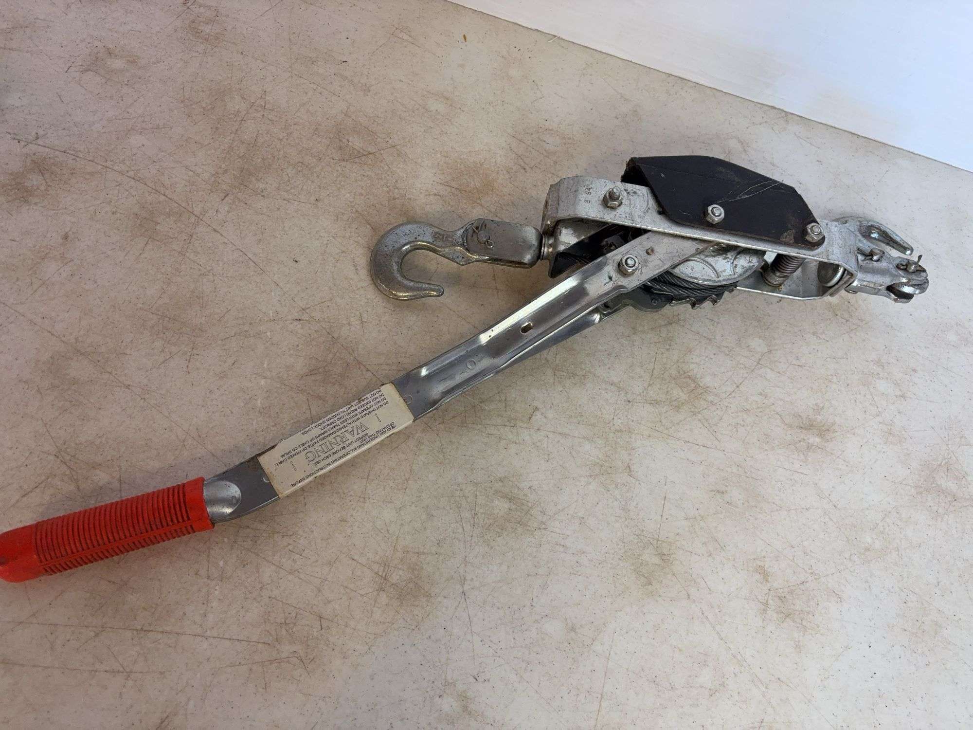 Come-along and Milwaukee hammer drill