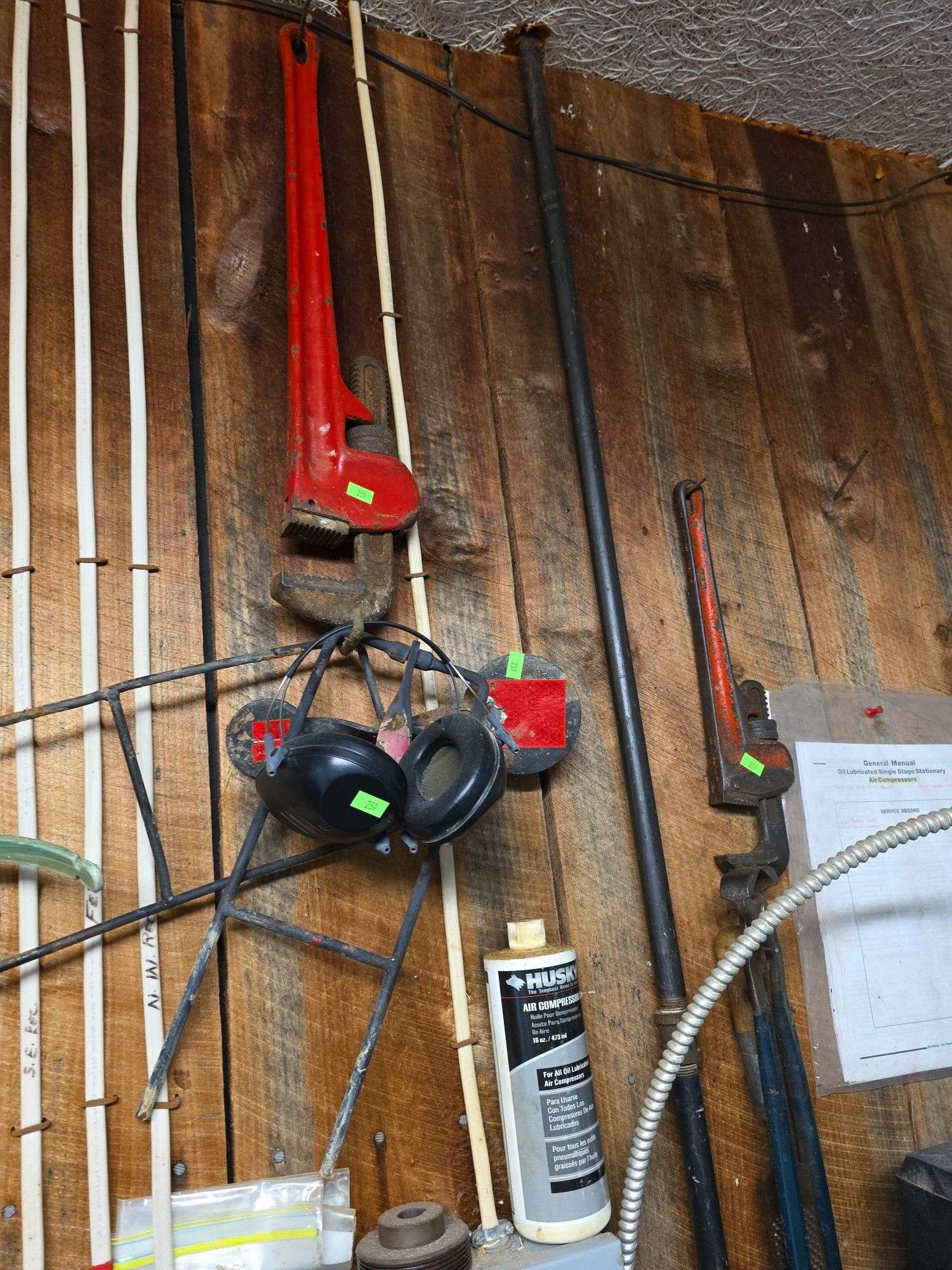 2 pipe wrenches, metal targets & hearing protection