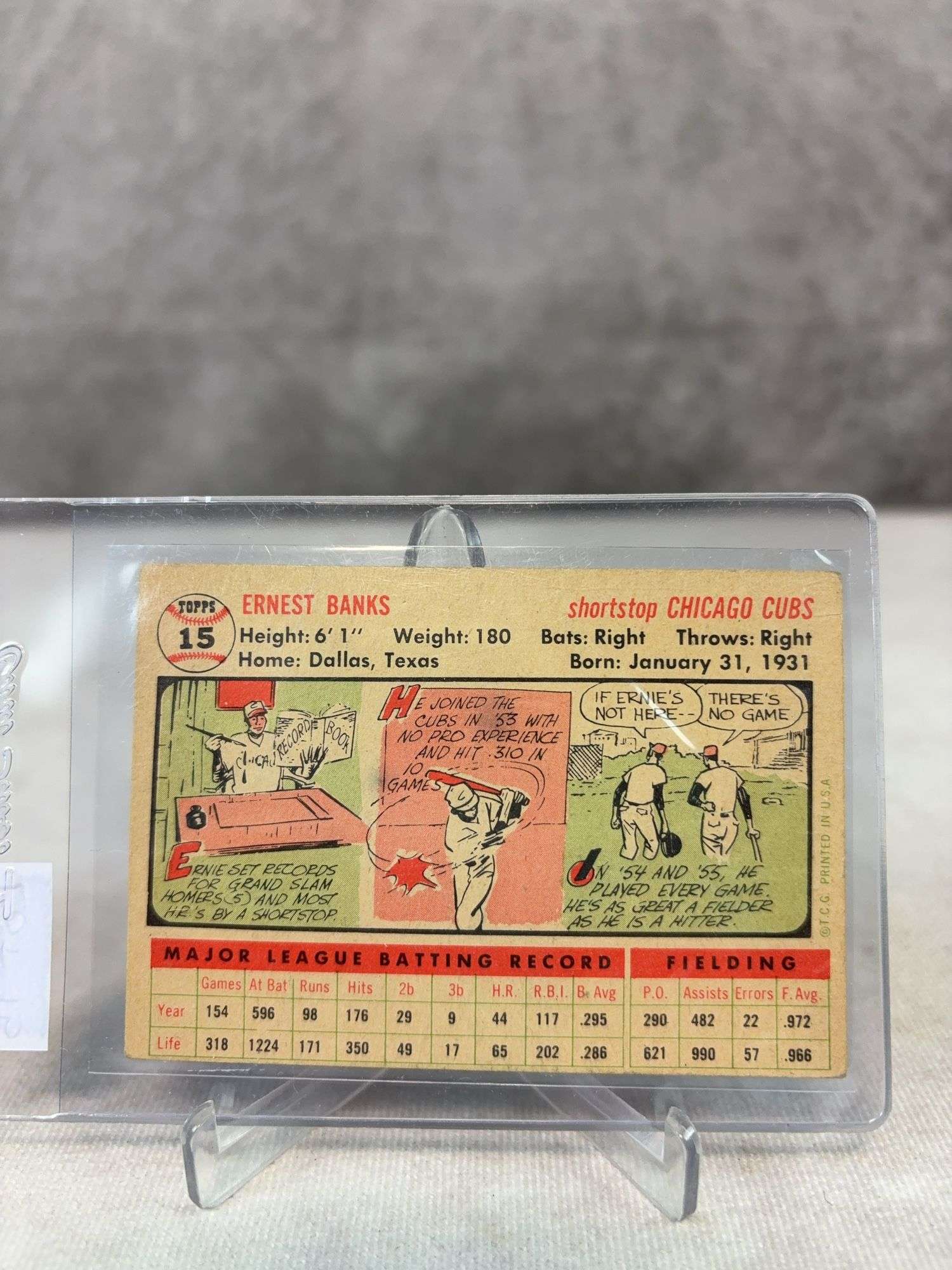Ernie Banks - 1956 Topps WB #15 - Nice Card - EXMT