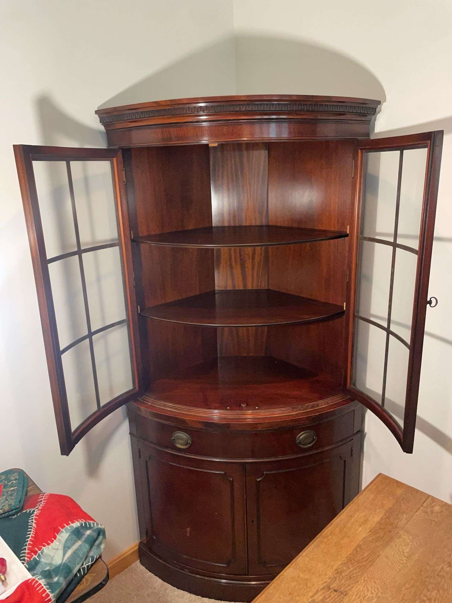 Vintage corner china cabinet