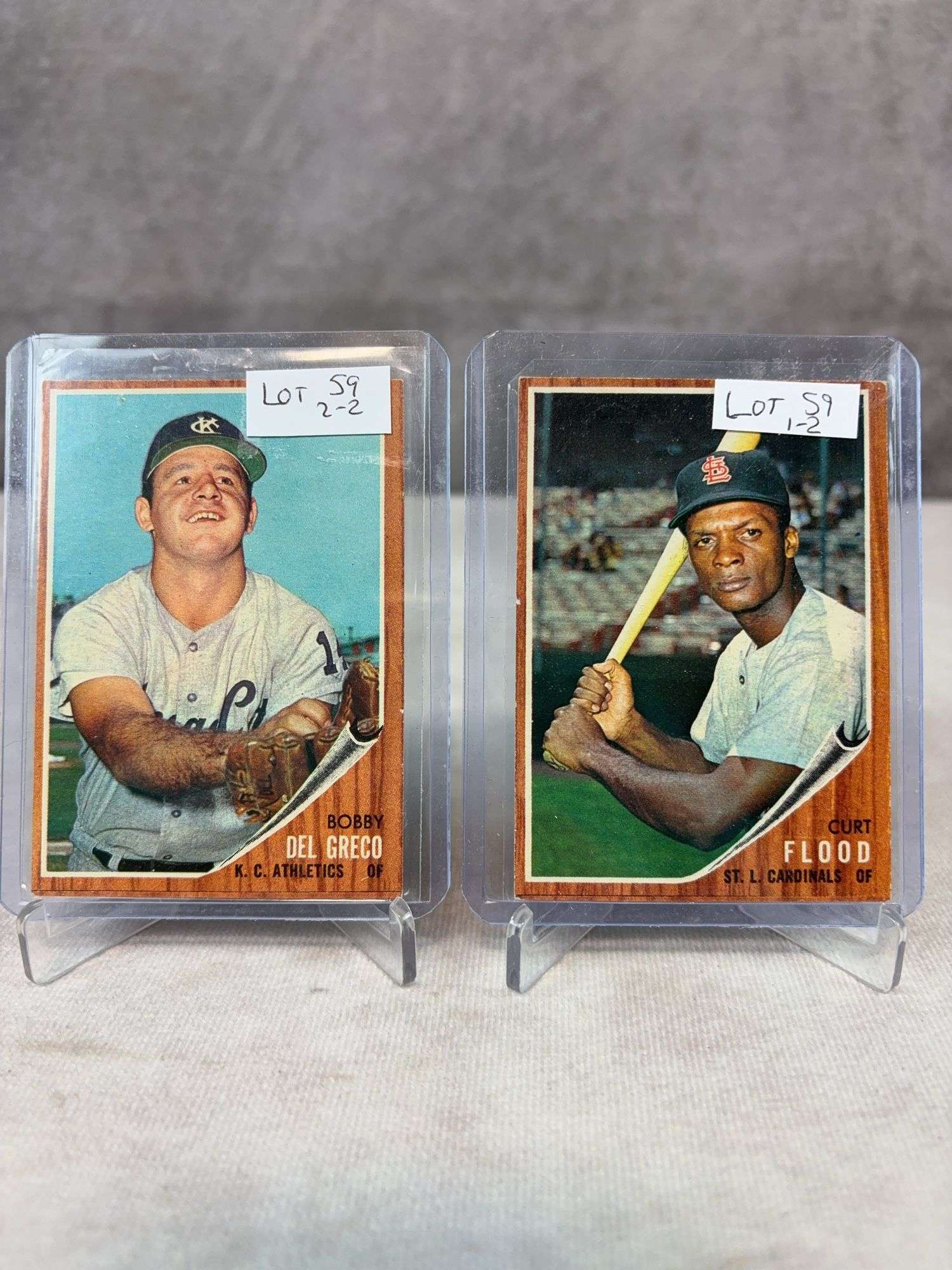 1962 Topps BB 2 Card HI-# Lot - #590 Flood, #548 Del Greco - Botth NM