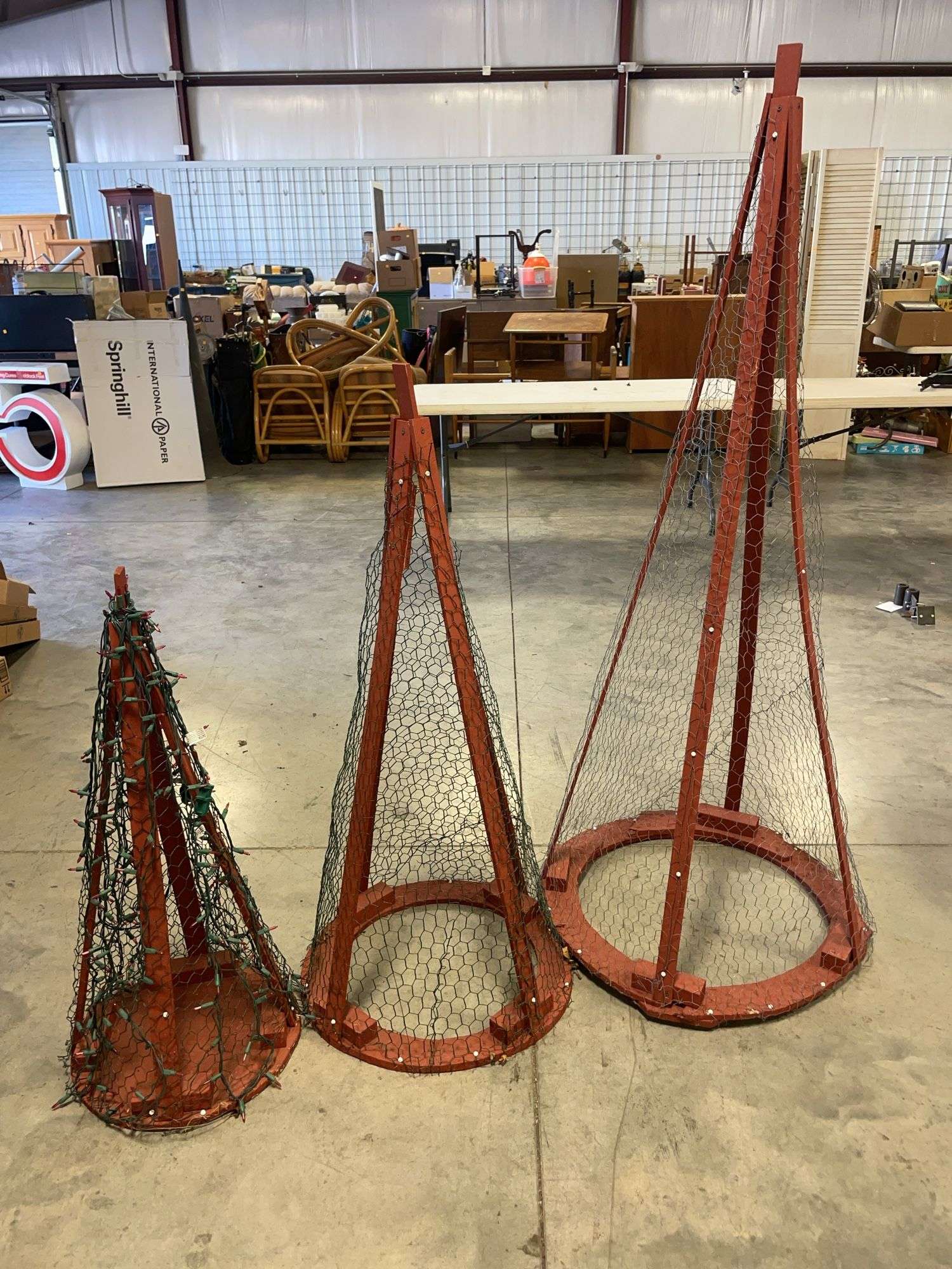 (3) wooden decorative outdoor Christmas trees