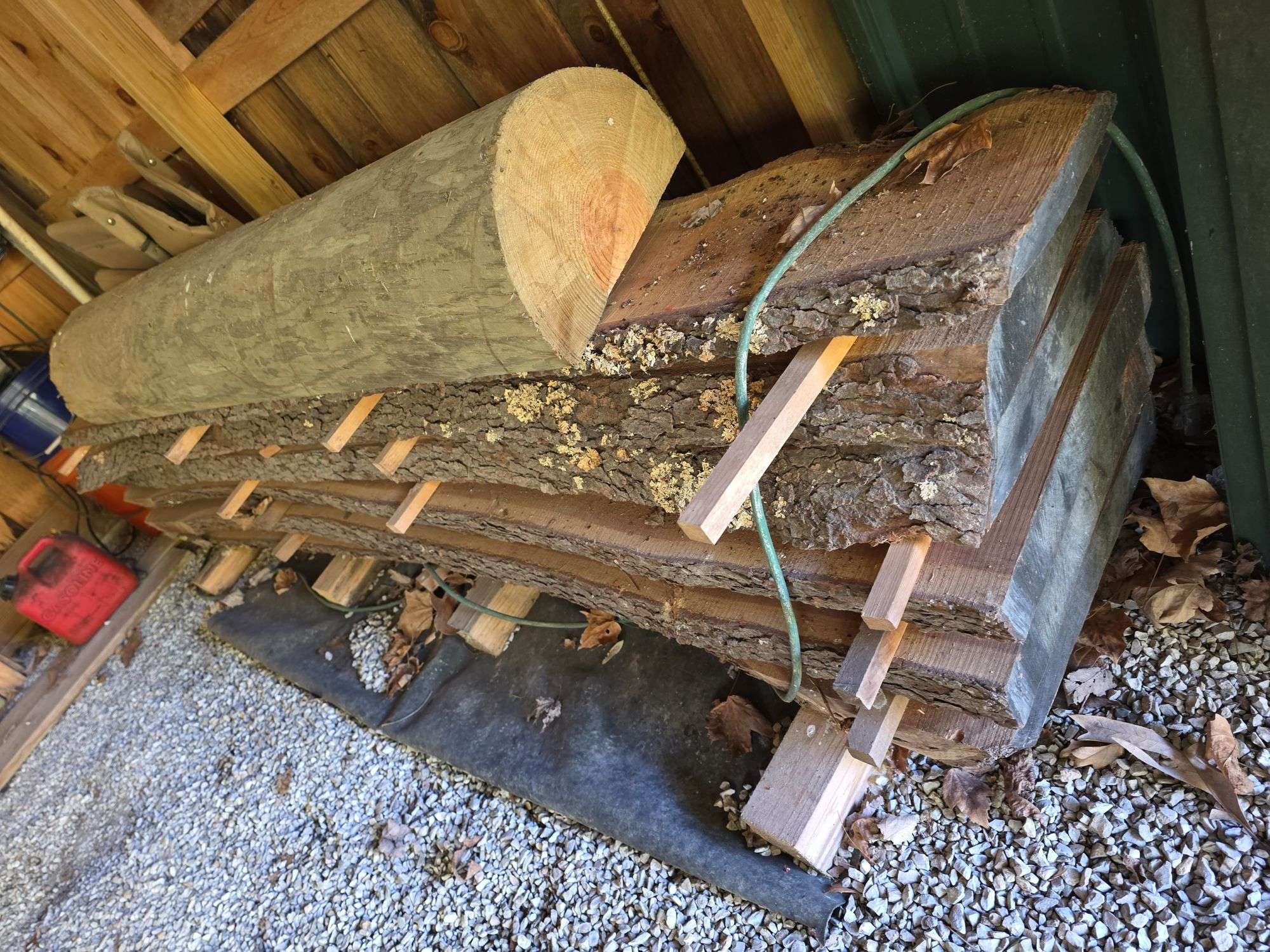 Stack of 7ft long live edge lumber