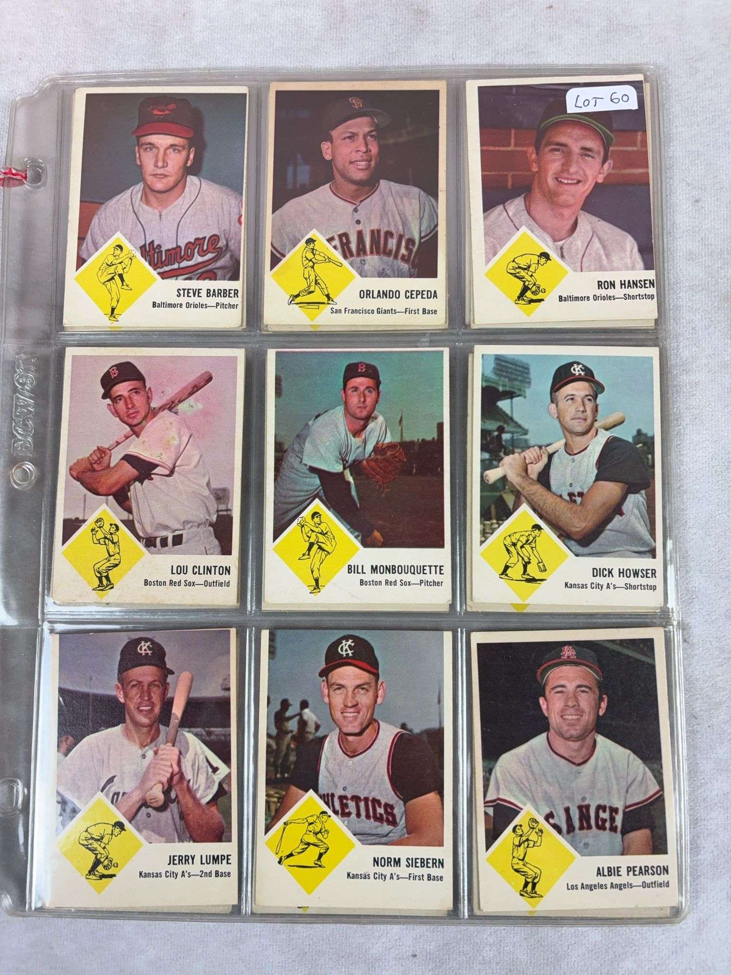 1963 Fleer BB 35/66 Card Starter Set With Cepeda VG to EXMT