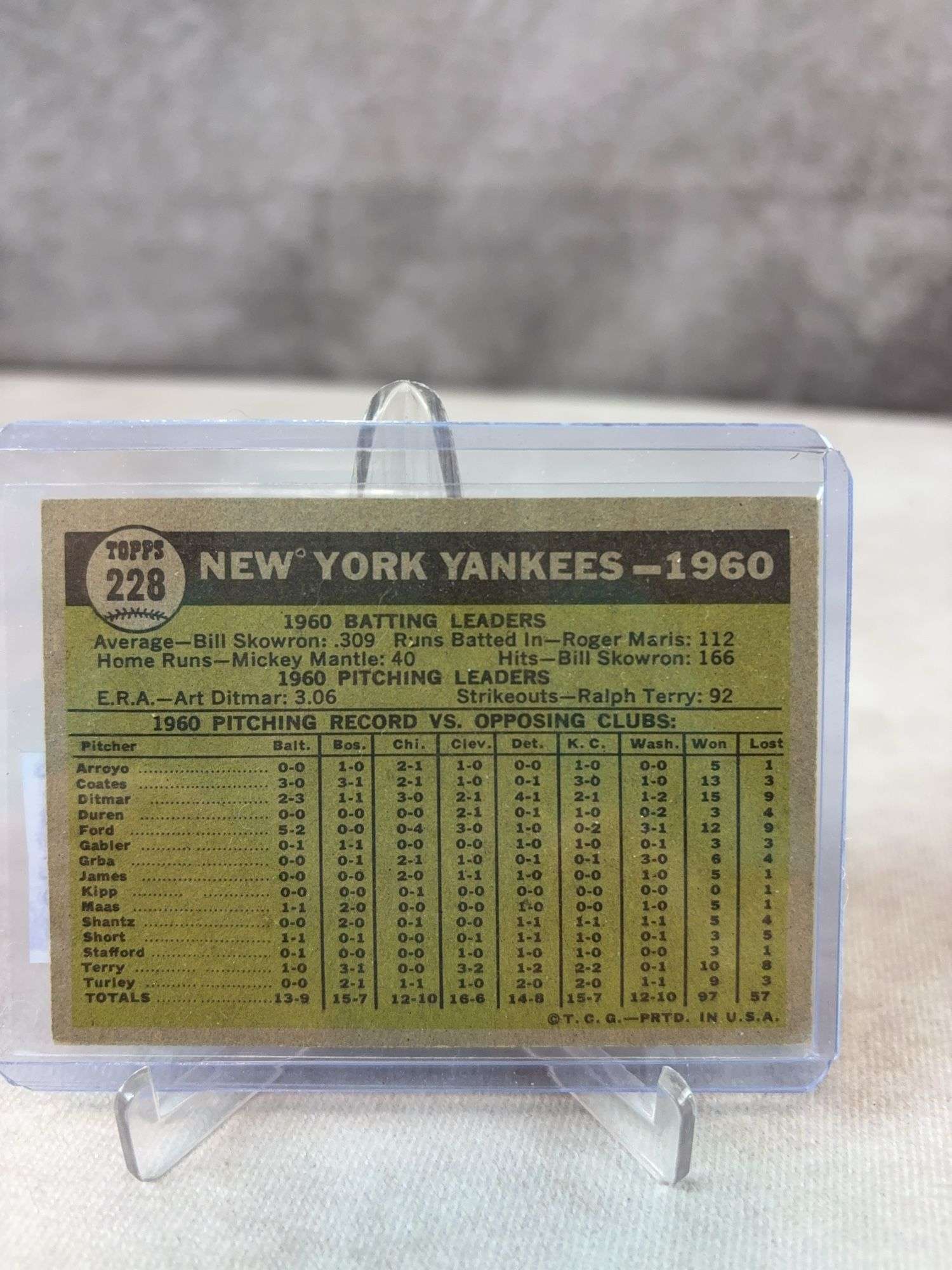 1961 Topps BB Yankees Team #228 - 2 Card Lot - Both Nice EXMT