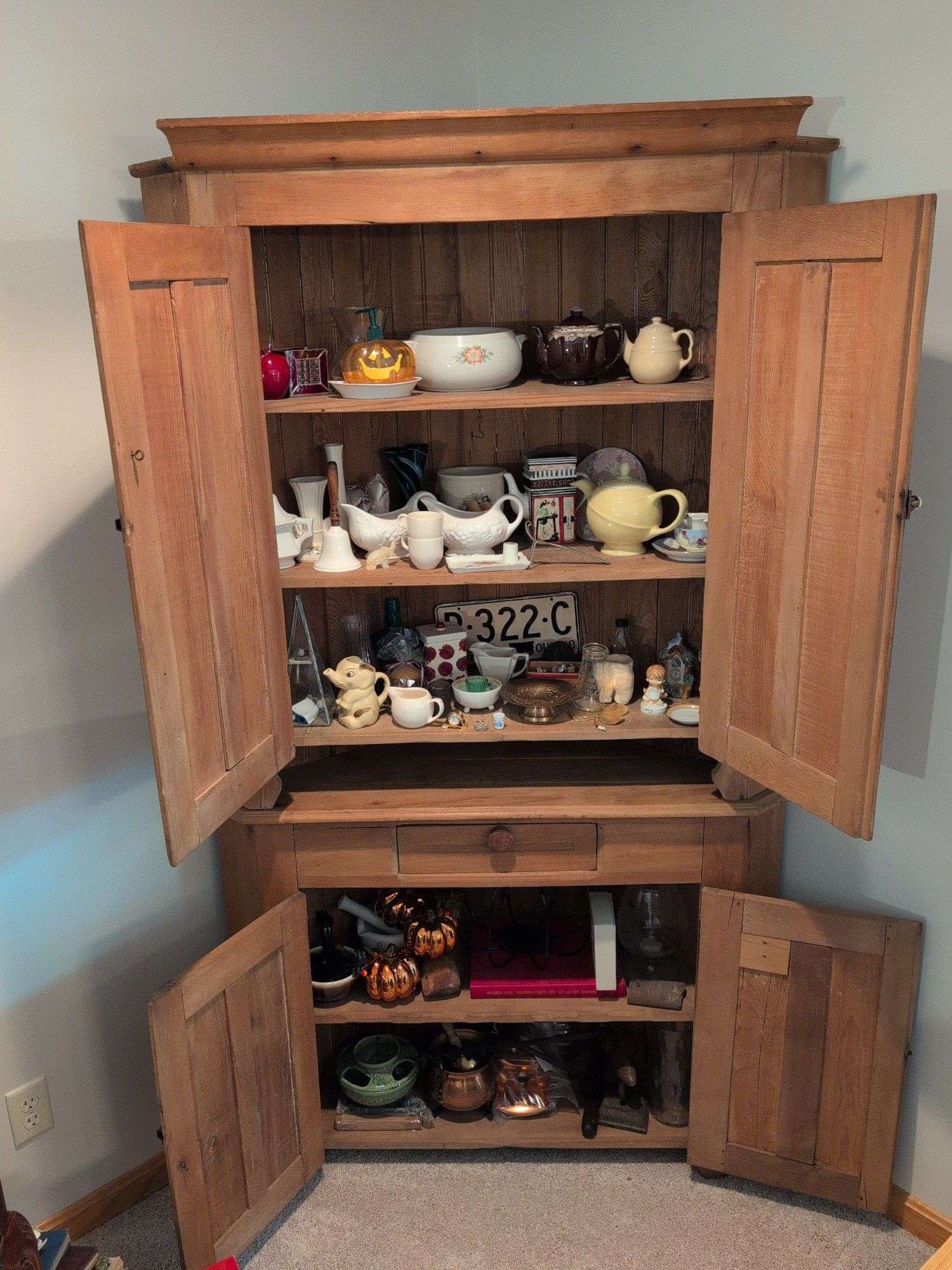Wooden corner cabinet - contents not included