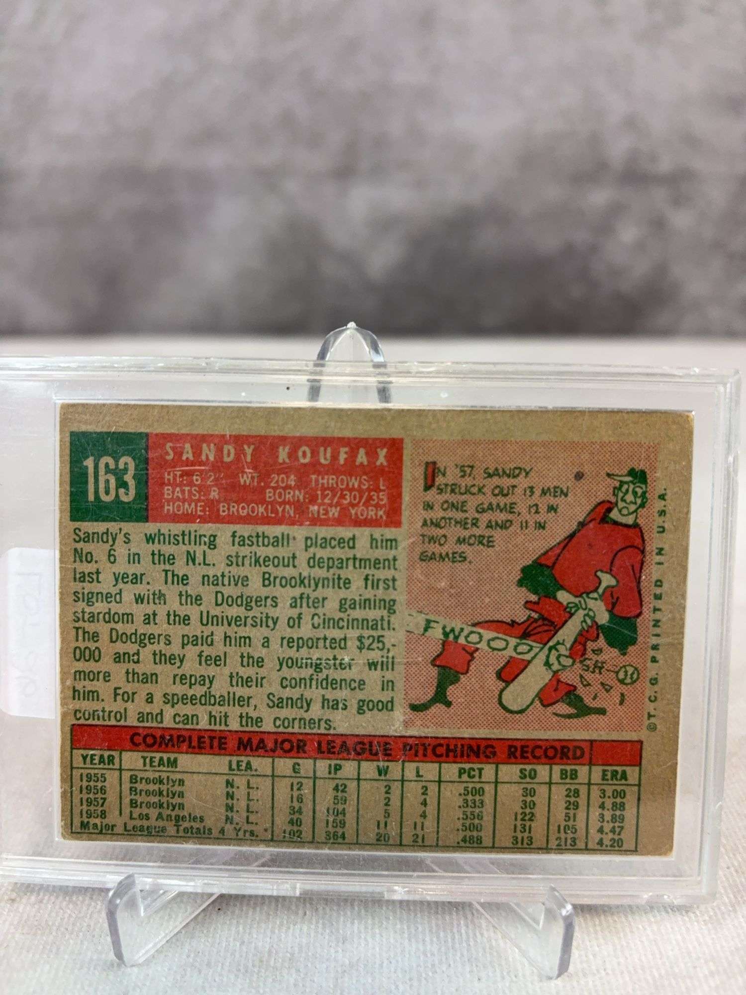 Sandy Koufax - 1959 Topps #163 - Nice Card - EX+