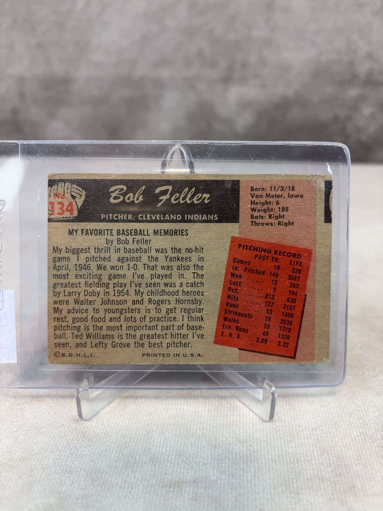 Bob Feller - 1955 Bowman #134 - Nice Card -EX+