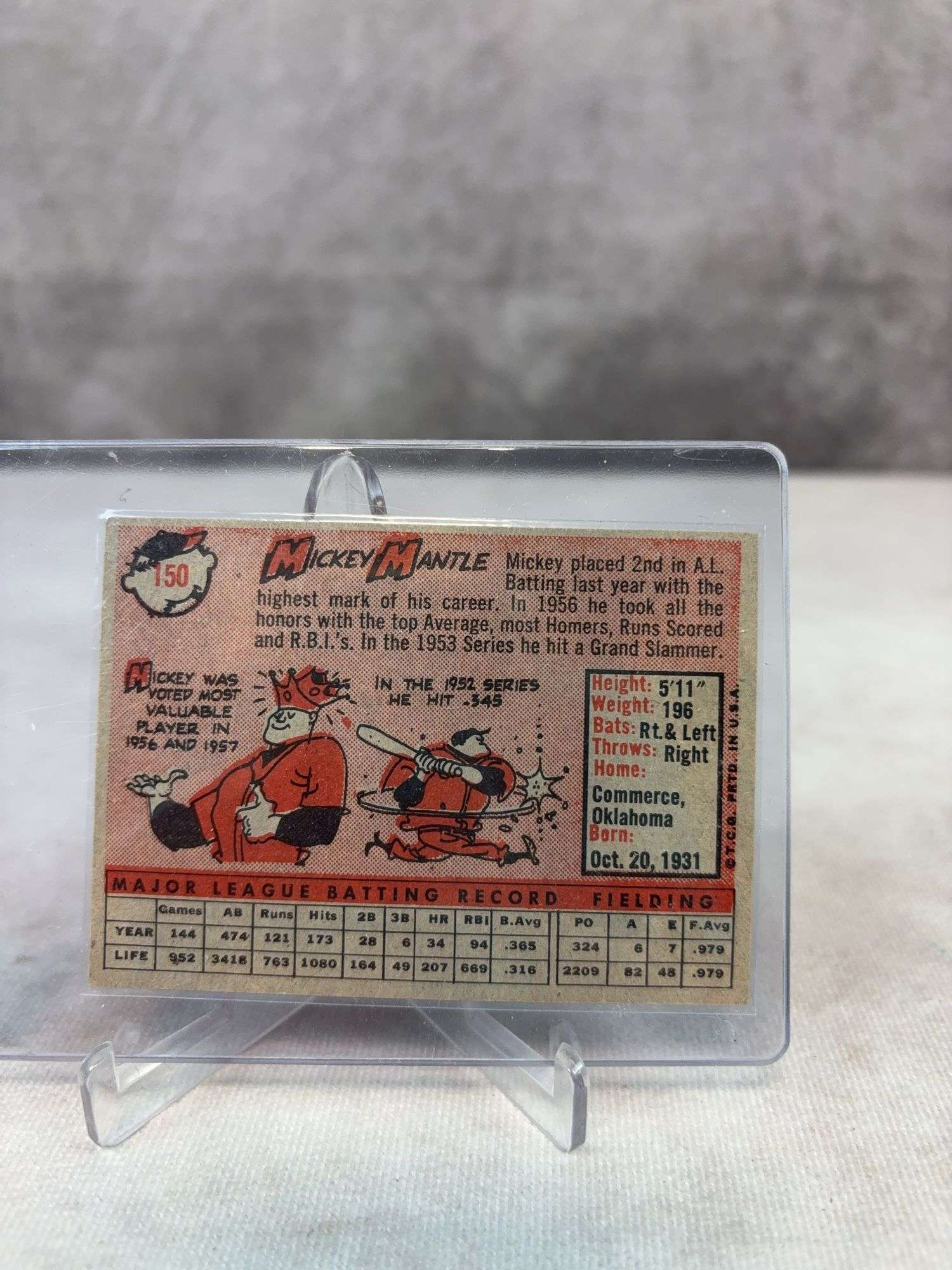 Mickey Mantle - 1958  #150 - Small Paper Loss on Front - Presents Well