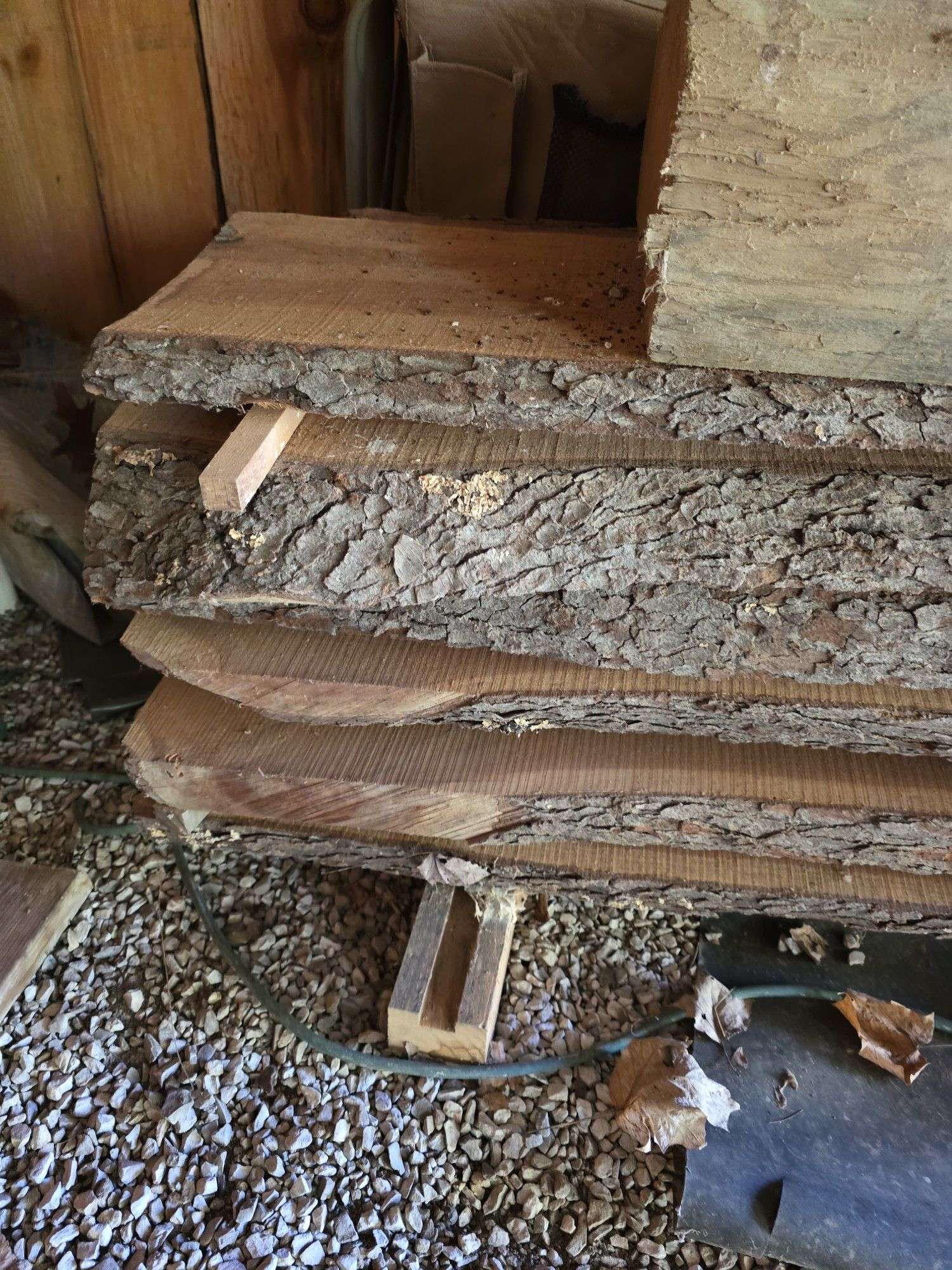 Stack of 7ft long live edge lumber