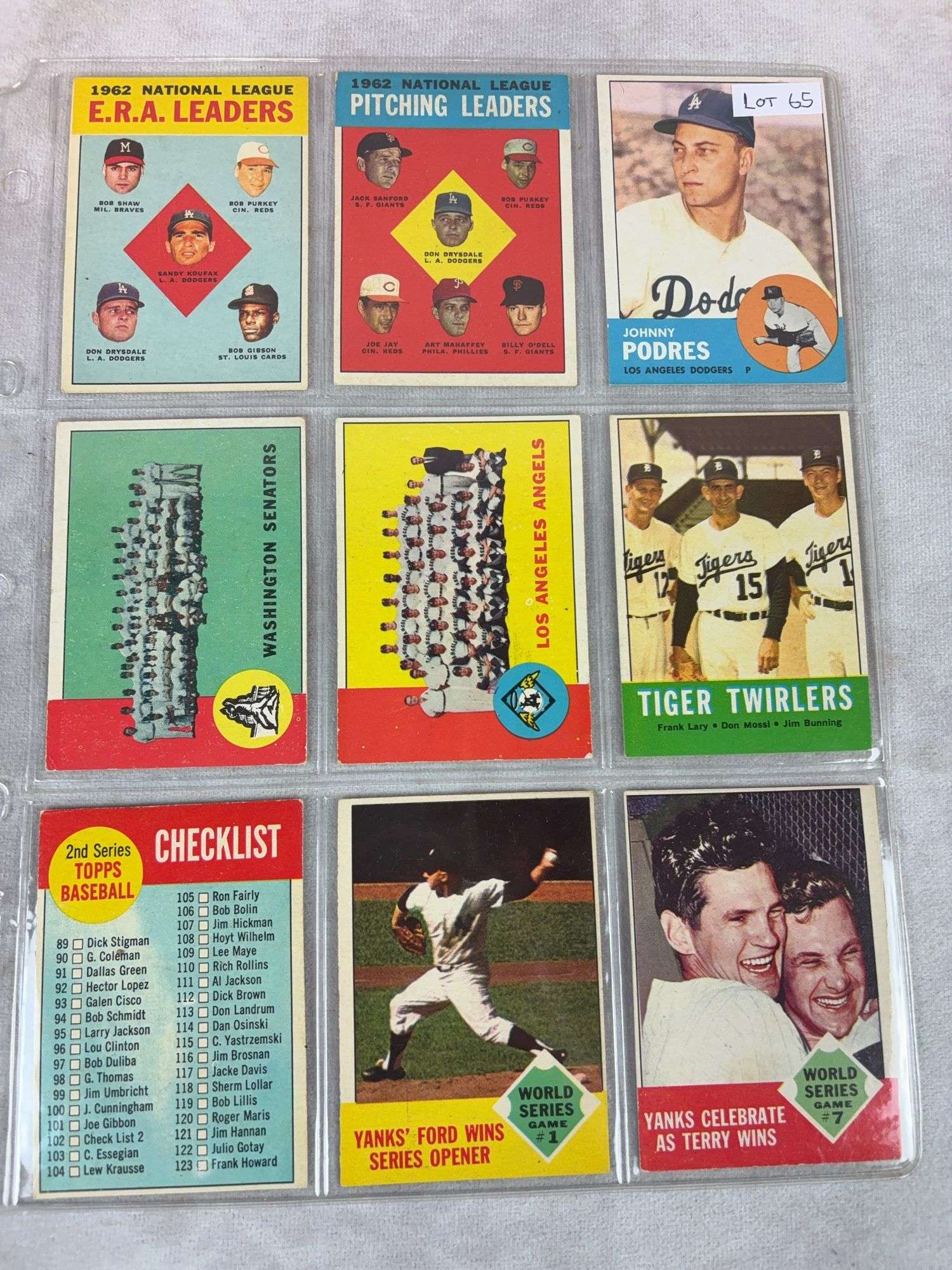 1963 Topps BB 9 Card Special Nice Lot - LLers, Teams and WS Cards EXMT
