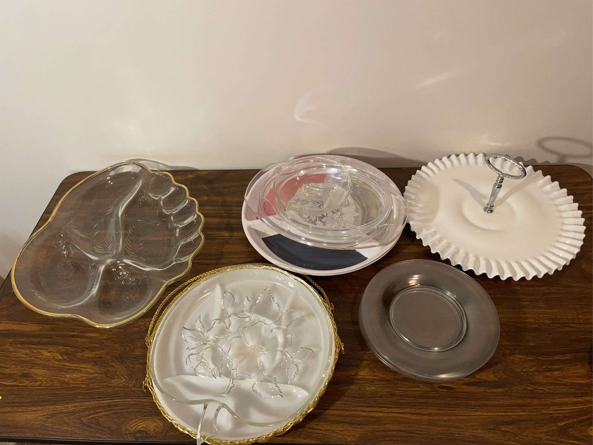 Assortment of glass serving dishes