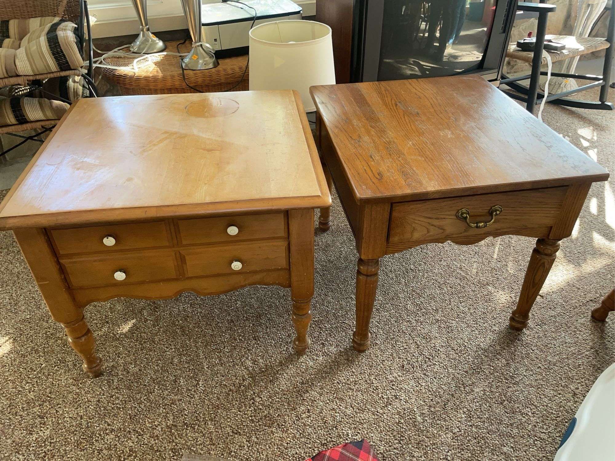 (2) wooden end tables