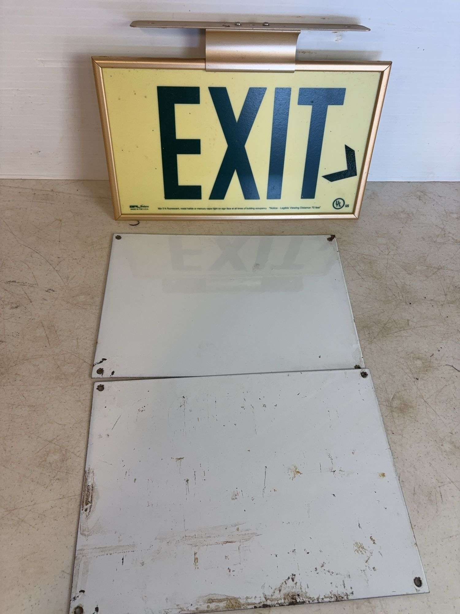 (3) Exit signs - (2) metal