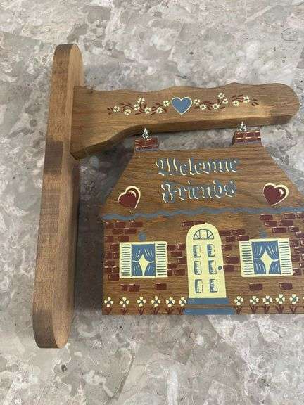 Wooden Door Hanger Welcome Friends