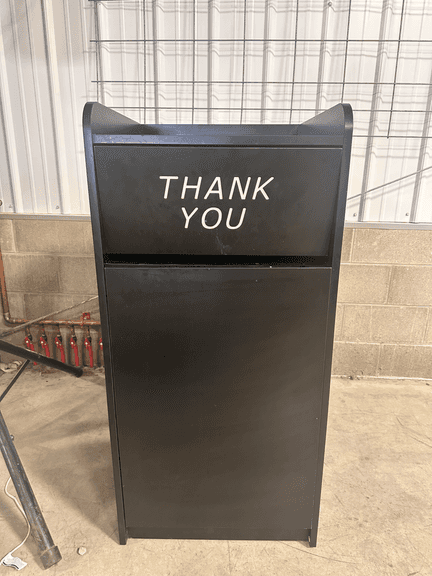 Restaurant Trash Can Cabinet with Tray Holder - Thank You Trash Can