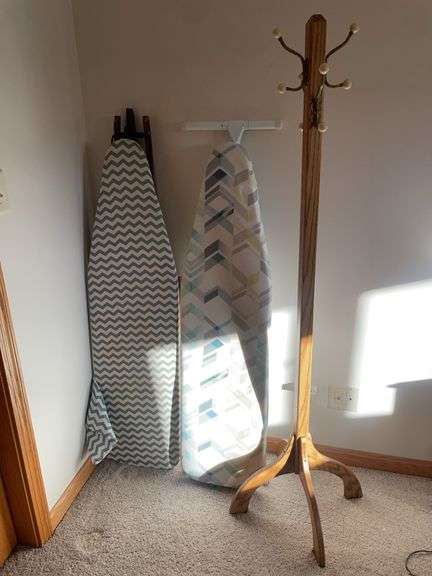 (2) ironing boards and coat tree