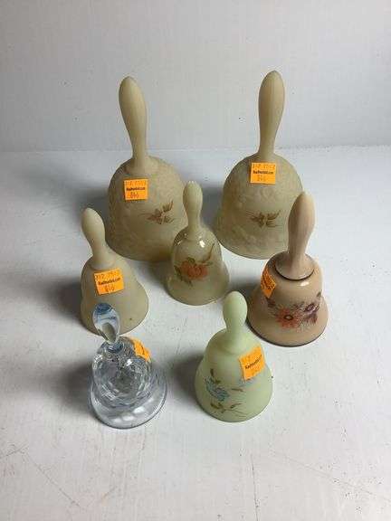 7 Glass Bells Hand Decorated