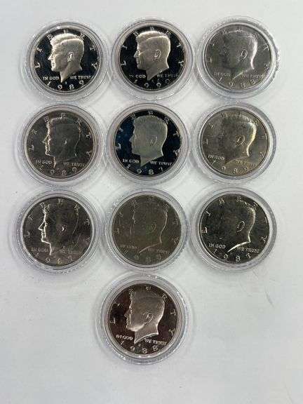 (10) Kennedy Half Dollars (1987-1990)