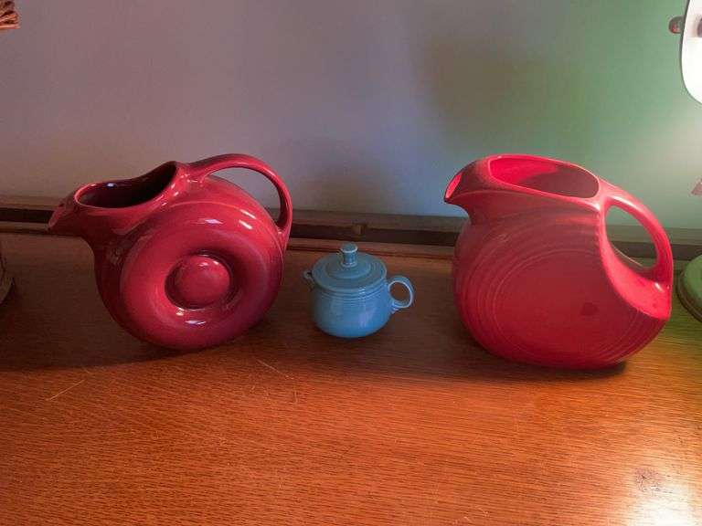 (2) Fiestaware pieces and Hall pitcher