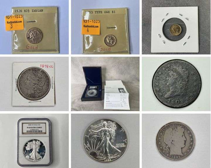 Gold Coins, American Eagles, Silver Dollars (WV) 