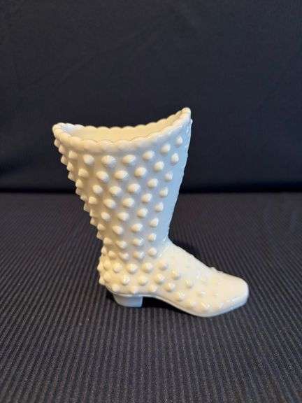 Fenton Hobnail milk glass Boot