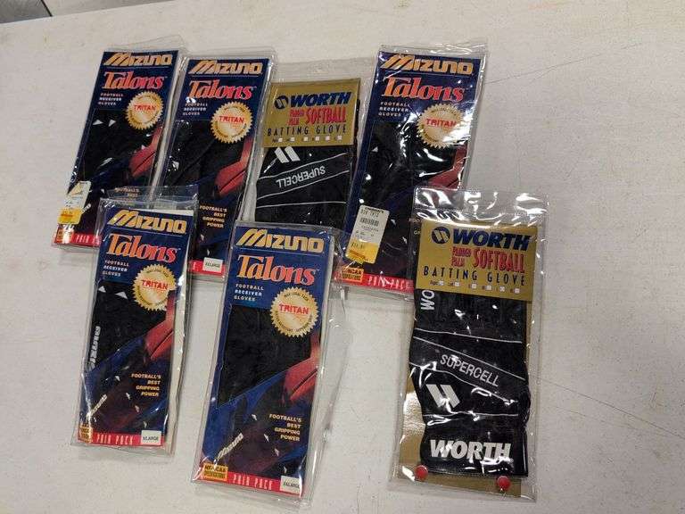 (7) packs of new football and batting gloves