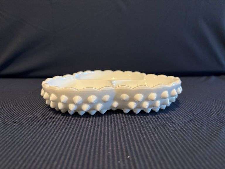 Fenton Hobnail milk glass Relish Plate