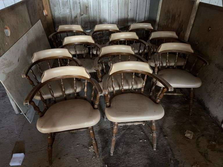 (11) White Leather Chairs