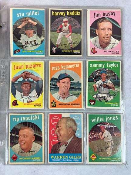 1959 Topps BB 34 Card Lot EX- to EXMT
