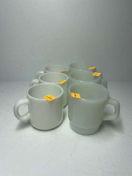 (6) Hazel Atlas Milk Glass Mugs