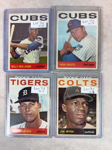 1964 Topps BB 4 Card Lot - Wynn RC, Lolich RC, Williams and Santo - EX to EXMT