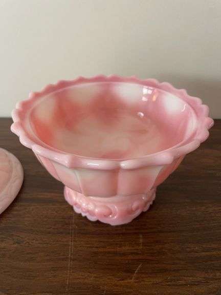 Pink Fenton flower dish