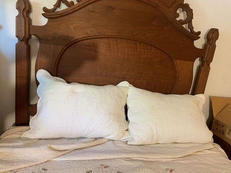 Full bed frame with mattress, box spring and sheets