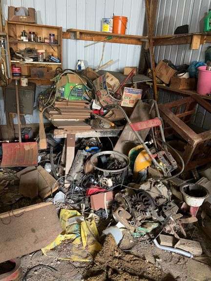 Contents of Corner - includes scrap metal & motor parts