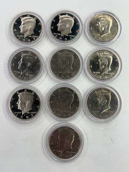 (10) Kennedy Half Dollars (1990-1993)