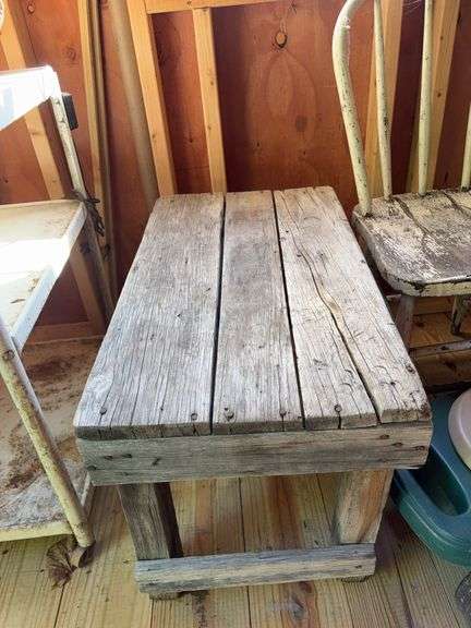 Cart, wooden chair & bench, garden cart & baskets