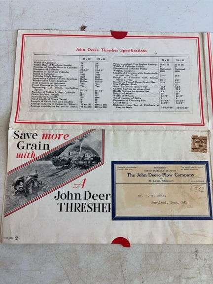 John Deere No. 7 Power Mower manual, 1952 field service bulletin, and other John Deere manual