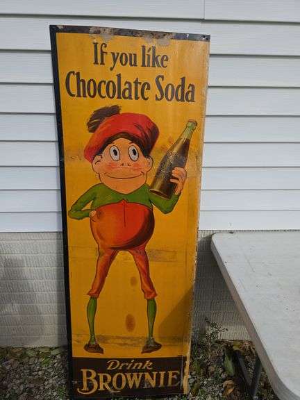 VINTAGE DRINK BROWNIE SIGN 21" X 60"