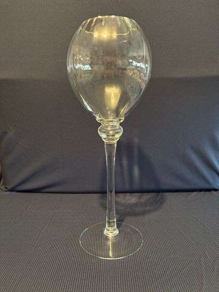 Long Footed Clear Glass Vase